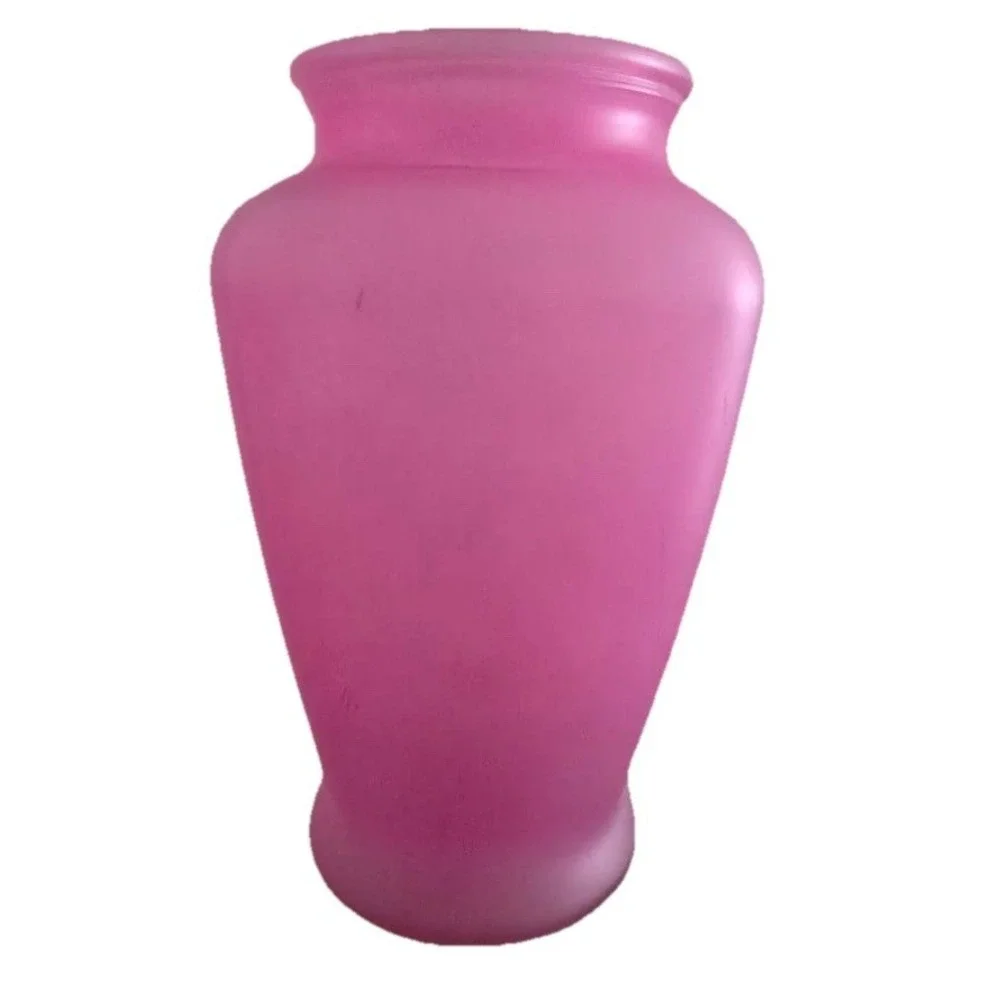 Vintage Vase Pink Fuchsia Frosted Glass 9x5